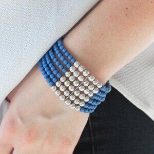 Paparazzi Jewelry Accessories - LAYER It On Thick - Blue Bracelet - Vintage